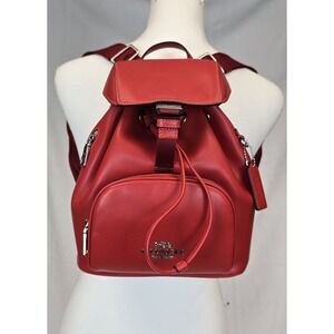Coach Red Leather Mini Backpack 91541 Drawstring Buckle Bag Women's